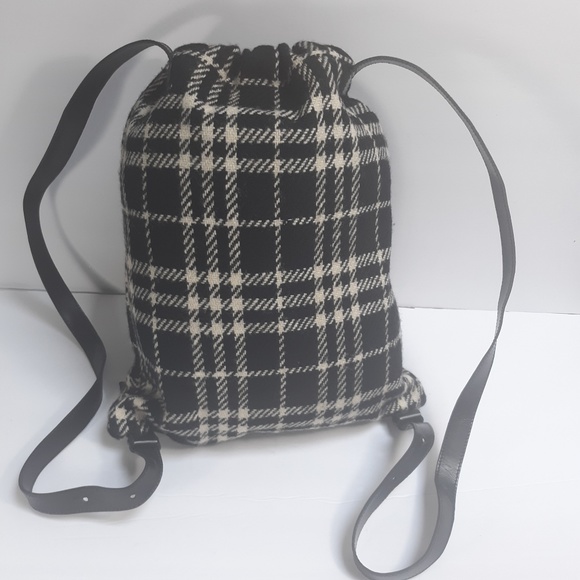 BURBERRY Black Ivory Nova Check Wool Backpack - Picture 3 of 8